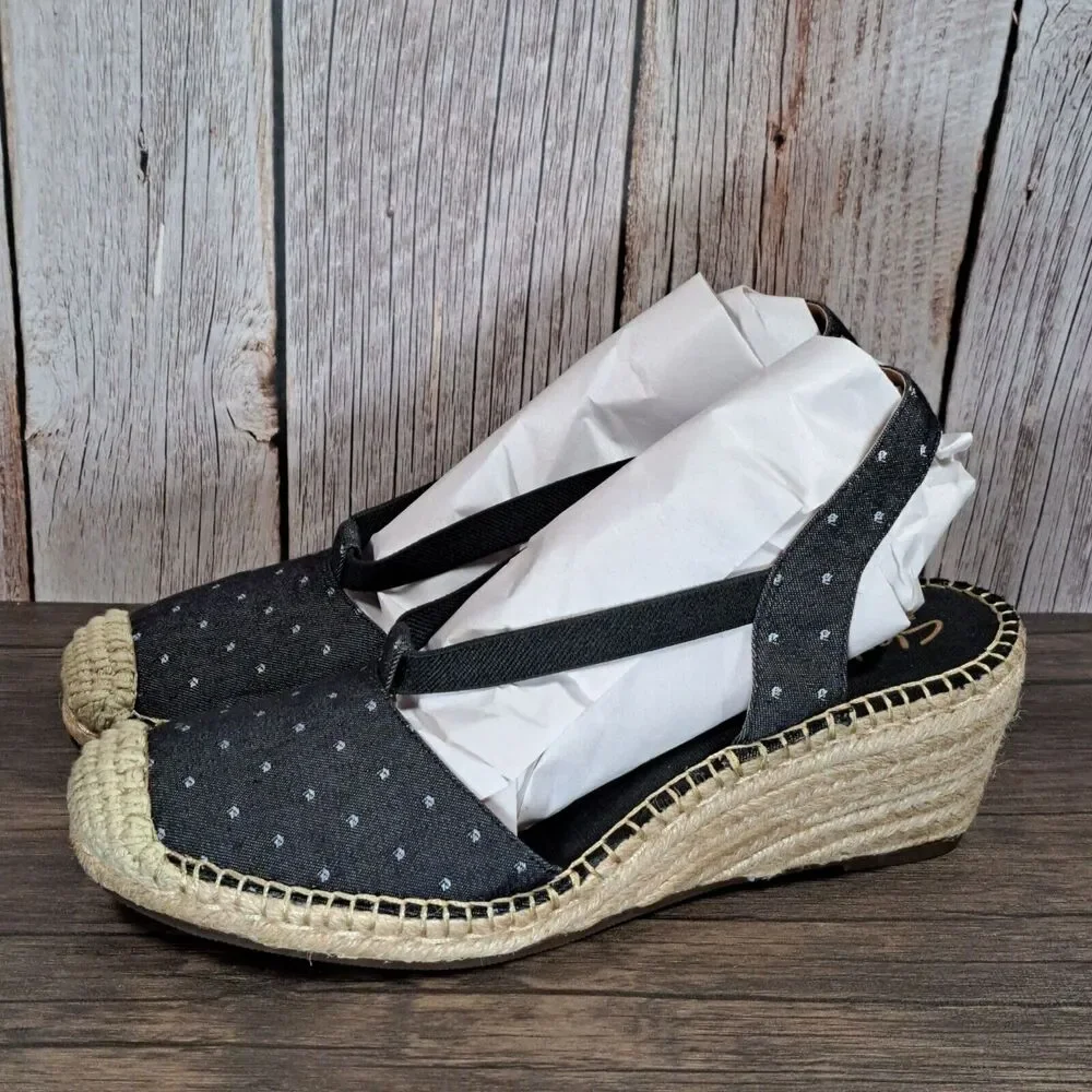 Clarks Petrina Kaelie Blue Espadrille Wedge Slingback Sandals Women's Size 8.5 M - Picture 1 of 8